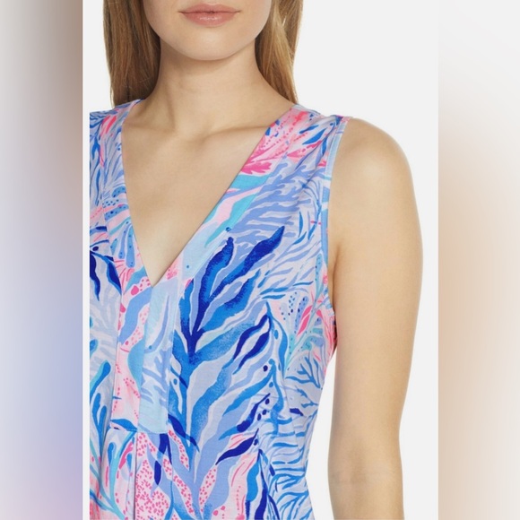 Lilly Pulitzer AMINA SWING DRESS Crew Blue Tint Kaleidoscope Coral M - Picture 3 of 12